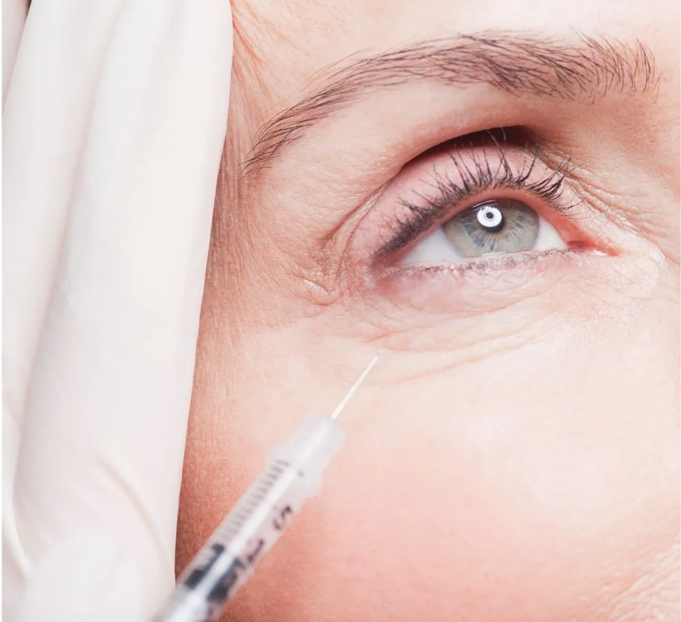 Woman getting a lower eyelid injection